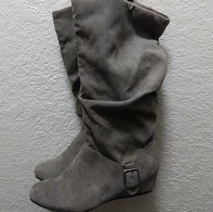 Tall grey boots